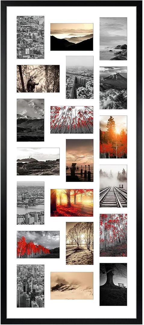 QUTREY Collage Picture Frame 4x6, 20 Opening Black Large Photo Frame for Multiple 4 by 6 inch Pictures for Wall (20 Openings-Metal-1 Pack)