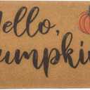IZUS Hello-Pumpkin Welcome-Doormats - Non-Slip Coir Entrance-Mat Fall-Harvest-Festival Front-Door-Mat Porch-Rugs Home-Decor 17x29inches