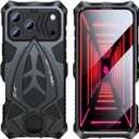 Case for iPhone 17 Pro Max, Military Grade Heavy Duty Cover with Screen Protector, 360° Full Protection Hybrid Metal Bumper with Built-in Silicone Shockproof, Shock-Absorbent(Black)