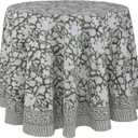 ATOSII Meraki Green 100% Cotton Round Spring Tablecloth, Handblock Print Floral Table Cloth for Kitchen Dining Linen I Parties, Weddings, Outdoors, Christmas, Easter Home Decor 90" Inches Round