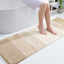 OLANLY Bathroom Runner Rugs Mat 59x20, Extra Soft Absorbent Microfiber Bath Rugs, Rubber Backing, Quick Dry, Washable Long Bath Mats for Bathroom, Tub and Shower, Home Decor Accessories, Light Beige