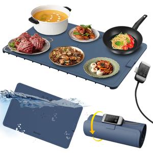 Upgraded Electric Warming Tray, Food Warmer Mat, Detachable Power Plug for Easier Cleaning- Full Surface Heating- Nano Silicone Material, 3 Temperature Modes, for Buffet, Home Party, Dinner