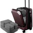 LEVEL8 Grace Carry On Luggage Airline Approved, 20 Inch Expandable Hardside Carry On Suitcase With Wheels, Abs+Pc Small Luggage with Tsa Lock, Red, 20-Inch