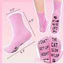 Cat Lover Gifts for Women, Cute Cat Beanie Hat and Funny Socks, Christmas Stocking Stuffers for Mom (Pink)