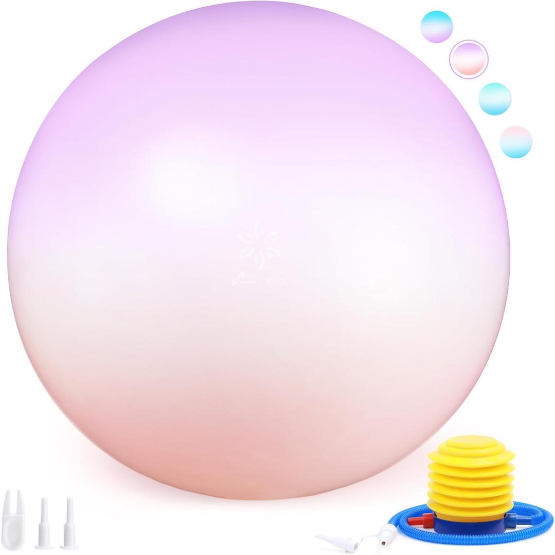 Sportneer Extra Thick Exercise Ball - 25.6''Yoga Ball with Quick Pump - Anti-Burst and Slip Resistant Fitness Ball Chair for Pregnancy and Physical Therapy (Pink Purple)