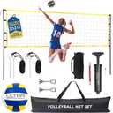 Volleyball Net for Backyard, Beach, Home, Includes 32x3 Ft Regulation Size Net, 8.5-Inch PU Volleyball, Carrying Bag, Boundary Lines, Steel Poles & Pump, Portable Volleyball Net Outdoor and Indoor
