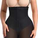 FeelinGirl Strapless Shapewear for Women Tummy Control Plus Size Butt Lifting Panties Postpartum Body Shaper (Large, Black)