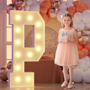 Marquee Light Up Letter Large: 4FT Sign P for Party Decoration Big Stand-up Letters Alphabet for Birthday Marry Me Proposal Bachelor Wedding Engagement Baby Shower Anniversary Graduation Decor