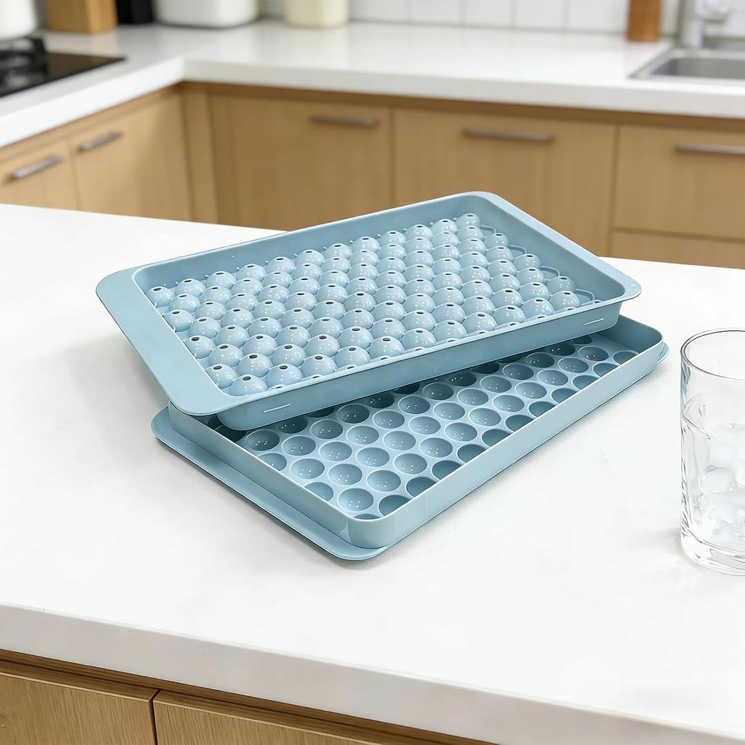 Ice Trays for Freezer, Round Ice Cube Tray with Lid and Bin, Ice Cube Trays for Freezer, Circle Ice Cube Tray for Chilling Drinks