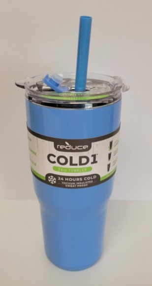 Reduce COLD1 Stainless Steel O' ahu Blue 24oz Cold Tumbler Cup w/ Straw