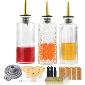 Syrup Dispenser Bottles Set 3 Packs 5 OZ Simple Small Syrup Bottles Set with Upgrade Metal Pour Spout SC057 (3 Pack)