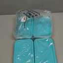 Nuogo 4 Pcs 3.5 Cup Silicone Freezer Trays with Lid Soup Freezer Containers Reusable Silicone Molds Rectangle Containers Freezing Ice Trays for Soups Sauces Stews Curries, Lake Blue