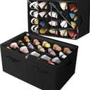 Shoe Organizer for Closet 2 Pack, Foldable Shoe Box with Adjustable Divider and Clear Cover, Space Saving Shoe Storage Organizer Cabinet with Reinforced Handles, Fits 40 Pair, Black, TP11B (Extra Large(26.5''L x 16.54''W x 13'H))