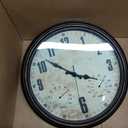 16 Inch Indoor Outdoor Clock with Temperature and Hygrometer Waterproof Large Wall Clock, Silent Battery Powered for Patio Pool Porch Garden Garage Bar Decoration