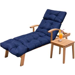 Outdoor Chaise Lounge Chair Cushion 75.1 x 23.6 x 4.7in, Waterproof Replacement Cotton Patio Thickened Pool Lounge Chair Cushion with Ties for Patio Outdoor Furniture,Navy Blue