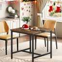 CHOEZON Square Kitchen Dining Table, 29.5'' Dining Table, Small Dining Tables, Writing Desk, Coffee Tables, for Restaurant, Living Room, Apartment, Rustic Brown and Black TCZ02BF
