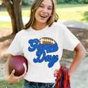 Game Day Shirts for Women Football Graphic Sunday Funday Tee Vintage Casual Football Season Short Sleeve Tee Tops (Medium, White)