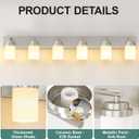 IZORRO Bathroom Vanity Light Fixture, 6-Light 46 Inch Brushed Nickel Bathroom Light Fixtures Over Mirror, with White Glass Shade, Modern Farmhouse Vanity Lights, Rustic Restroom Lighting Fixtures