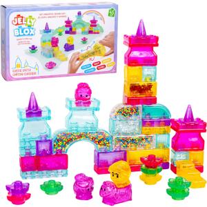 Jelly Blox Classic Castle Set | Includes 45 Pieces | Toddler & Preschool Building Blocks Kids Can Squeeze, Stretch, Squish | MESH ACCREDITED | Safety Tested & Ouch-Free | Sensory Play Toy for Ages 2+