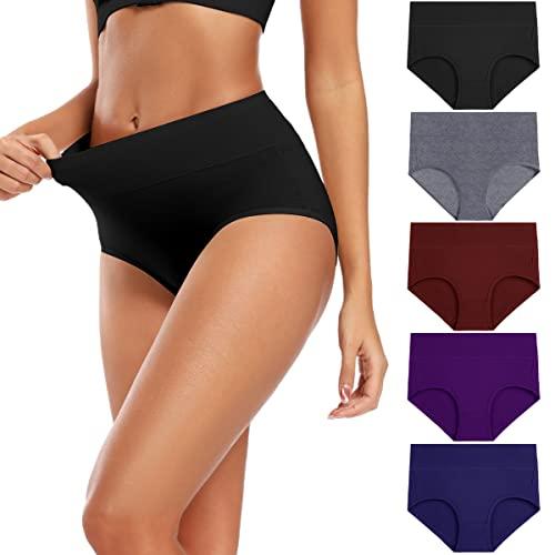 Molasus Women's Soft Cotton Underwear Briefs High Waisted Postpartum Panties Ladies Full Coverage Plus Size Underpants Pack of 4 ,XX-Large