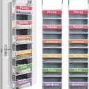2 Pack Weekly Over the Door Organizer for Kids with 12 Side Pocket Hanging Clothes Organizer Closet Storage Monday Through Weekend Storage Shelves, 6 Shelf(Grey,Colorful), 4.72 x 11.81 x 61.42 inches