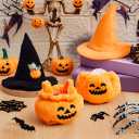 2-Set Halloween Doll Clothes, Pumpkin Dress with Witch Hat Costume Outfit, for 17cm Dolls, Accessories Only (Halloween Pumpkin)