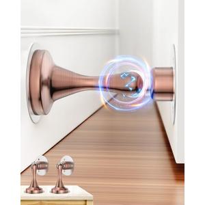 Set of 2 Pack, Door Stoppers Magnetic Door Stop- 2 Pack Adhesive Stick & Screws Stainless Steel, Door Stop Holder to Keep Door Open Wall & Floor Mount, Magnetic Door Catch Stoppers for Bottom of Door