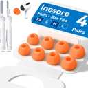 4 Pairs Replacement Ear Tips for AirPods Pro 2nd/1st Generation with Portable Storage Box & Cleaner Pen,Noise Reduction Holewith & Built-in dust Guard Screen,Silicone EarTips(Orange)