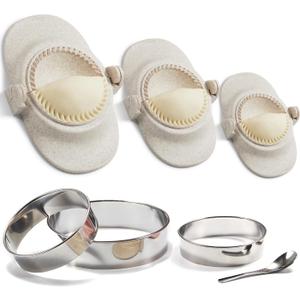 Dumpling Maker, Empanadas press mold maker Set with Dough Cutter, Dumpling Mold Set for Pierogi, Pastelitos, Calzone, Turnovers, Chinese Dumpling White 3sizes (4"+3"+2.6")