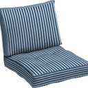 Arden Plush Modern Tufted Polyfill Deep Seat Cushion Set, 24 x 24, Arden x Alexandra Kay Collection, Water Repellent, Fade Resistant, Striped for The Heart