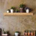 Pinkunn 2 Pack Handwoven Water Hyacinth Floating Wall Shelf 23.6 Inch Woven Wall Mounted Shelf Rustic Floating Shelves for Bathroom Bedroom Kitchen Living Room Storage Shelves Over Toilet, 23.6 x 4.7 x 2 inches