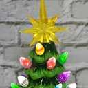 ORIENTAL CHERRY Christmas Decorations - 12 Lighted Up Gnomes Ceramic Christmas Tree with 46 Multicolored Lights - Small Mini Prelit Xmas Holiday Decor for Tabletop Home Room Table Fireplace Office