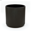 Amazon Basics Fluted Round Ceramic Planter, 8-inch, Black