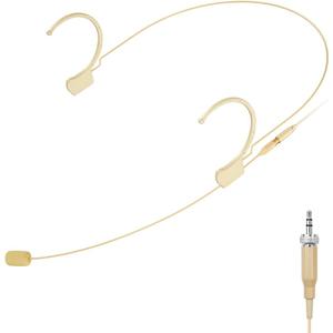 KIMAFUN Headset/Headworn Microphone Professional Earset Over Ear Hanging Condenser Mic Compatible with Sennheiser Wireless System Wireless System Bodypack Transmitter, Performance, Theater - Beige C2