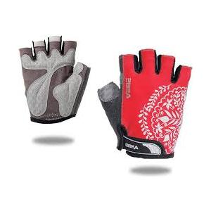 VEBE Women's Biking Cycling Gloves Non-Slip Shockproof Short Finger Gloves Outdoor Riding Mountain Bike Gloves, Red L