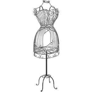 MyGift Vintage Style Black Metal Adjustable Dress Form Mannequin for Women, Garment Rack Form Fitting Dress Display Stand 57 inch