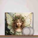 DIY Painting by Number for Beginner Blonde Curly Hair Girl Angle with Green Wings Paint by Numbers on Canvas Easy to Paint Artwork with Brushes and Paints for Home Decor 16x20inch (Frameless)