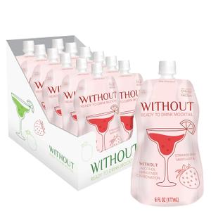 WITHOUT Ready To Drink Strawberry Margarita Mocktail, Zero Proof, Non-Alcoholic, Mixer, Celebration, Party, Frozen or Chilled