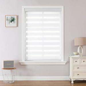 2 x Joydeco Cordless Zebra Blinds for Windows (Pro), 27" W x 75" H, White