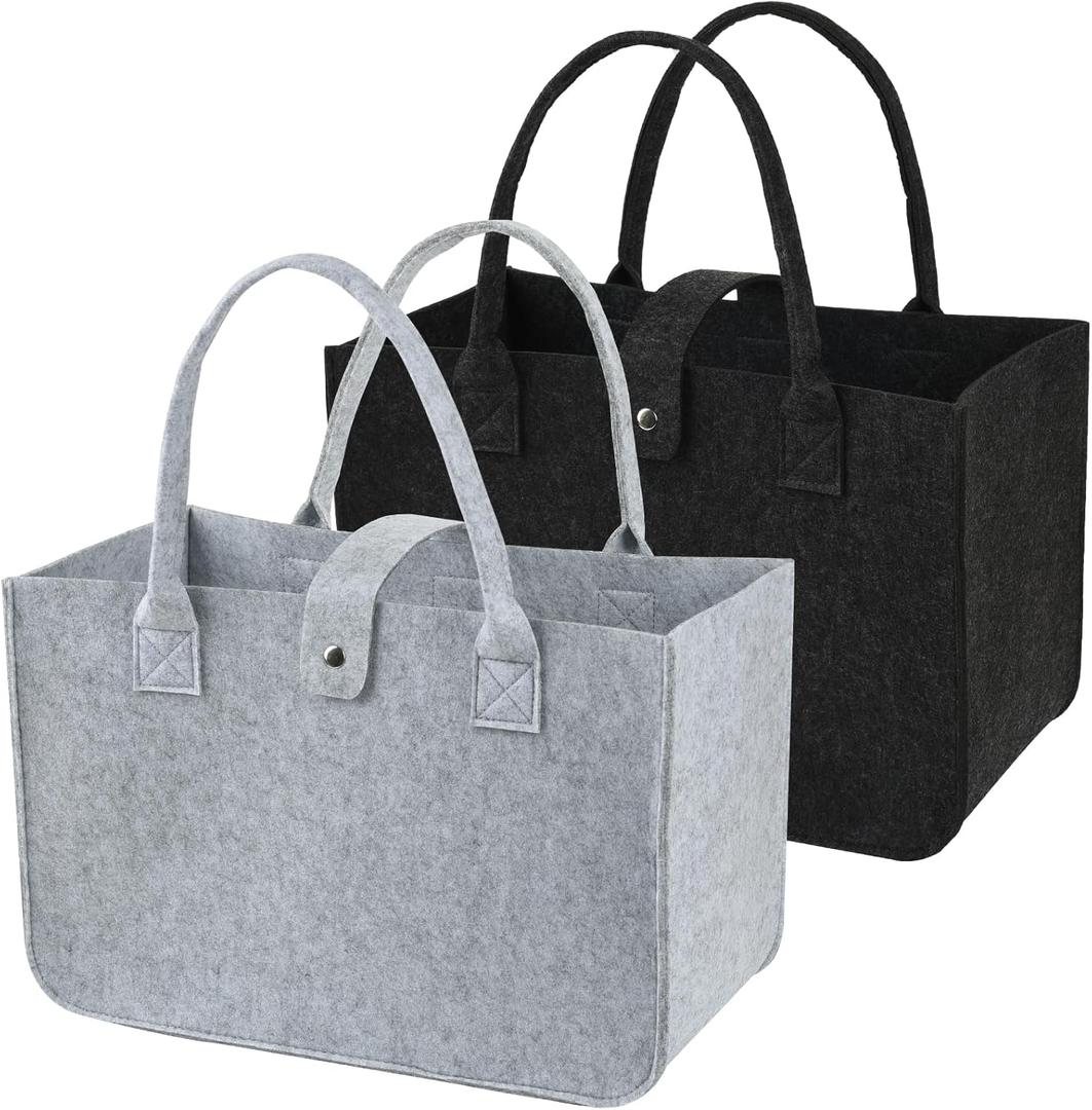 Pcs Reusable Felt Tote Bags Extra-Large Capacity Foldable Design Perfect For Daily Bulk Shoppin (Standard)