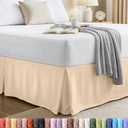 Twin Size Pleated Bed Skirt, Hides Under-Bed Storage 15 Inch Drop, Beige