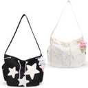2 Pack Star Crossbody Bag Women Y2K Hobo Bag Corduroy Tote Bag Aesthetic Messenger Bag Large Capacity Cute Shoulder Bag