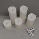 Homemory Outdoor Waterproof Flameless Candles, LED Candles, Battery Operated Candles with Remote and Timers, Electric Fake Plastic Pillar Candles, Ivory White, D3 H4 5" 6" 8" 8", Set of 5