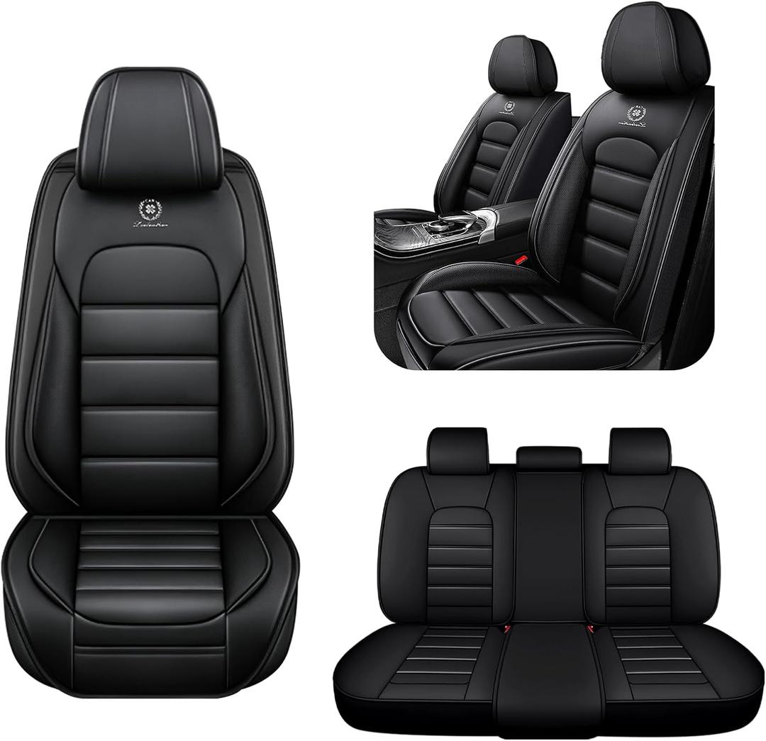 5 Seat Covers for GMC Yukon 2010-2026 Breathable Car Seat Covers, Anti-Slip Waterproof Car Seat Protectors with Airbag, Automotive Vehicle Cushion with Storage Pockets (Standard, Black)