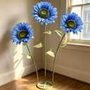 Sunflowers Artificial Flowers Set,5.6 Ft Giant Silk Fake Sunflower Decoration,Sunflower Decor for Rustic Wedding Backdrop,Outdoor Garden Party Photo Props,Shop Window Displays(Blue)