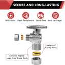 20-Pack EFIELD Angle Stop Valve 1/2" Nominal (5/8" OD) Compression x 3/8" OD, 1/4-Turn, Chrome Plated,(VALVE116-20PCS)