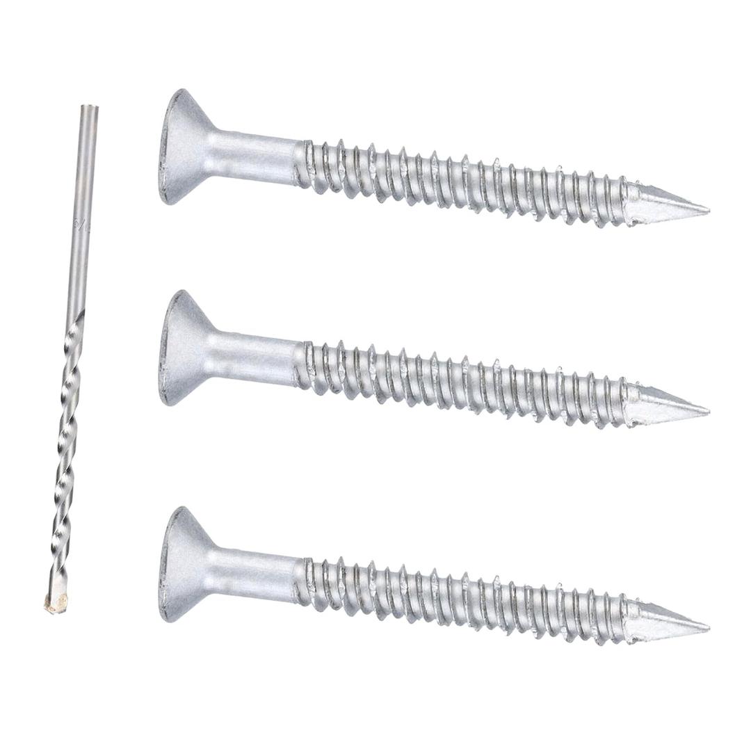 1/4 x 2-1/4" 410 Stainless Steel Flat Head Tapcon Concrete Screw Anchor, for Anchoring to Masonry, Block or Brick (50Pcs)