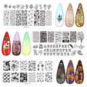 Nail Art Stamper Kit 12Pcs Stamping Template Nail Plates with 2 Nail Stamper 2 Scraper 1 Stamp Template Storage Bag Organizer