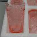 Vintage Glassware Romantic Drinking Glasses - 12 OZ Pink Glassware Embossed Glasses Drinking Set of 6 - Perfect Glass cups for Coffee, Cocktails, and Beverages, Ideal for Gifting