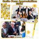 25 Sets Smile Pens Bulk Happy Face Ballpoint Pens with Bookmarks Appreciation Gifts for Students Teachers Employee School Classroom Office Party Favors